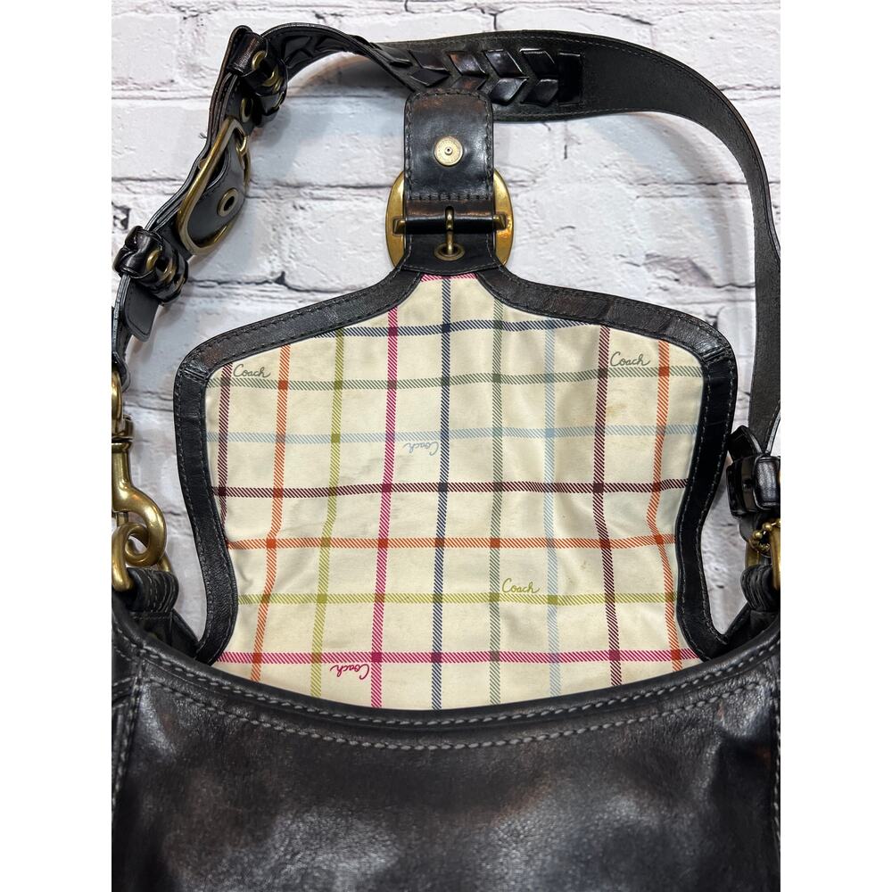 COACH Black Bleecker Legacy Tattersall Shoulder Bag F0769-11419 Antique Brass - Picture 3 of 15
